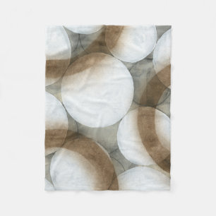 White Orbs & Brown Circles Fleece Blanket