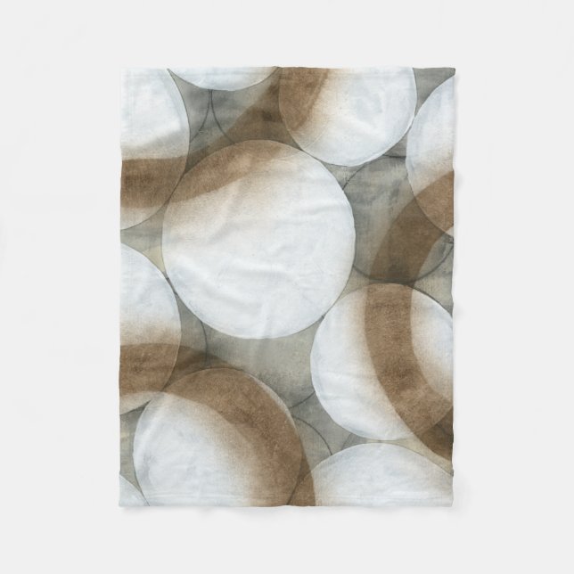 White Orbs & Brown Circles Fleece Blanket (Front)