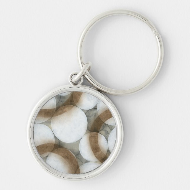 White Orbs & Brown Circles Key Ring (Front)