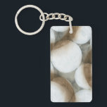 White Orbs & Brown Circles Key Ring<br><div class="desc">Three brown circles share a canvas with luminous white orbs in this stunning work by Jennifer Goldberger. Bright and fun,  this piece would look great in your home. Order yours today!</div>