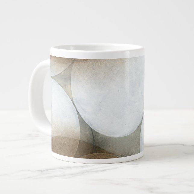 White Orbs & Brown Circles Large Coffee Mug (Front Left)