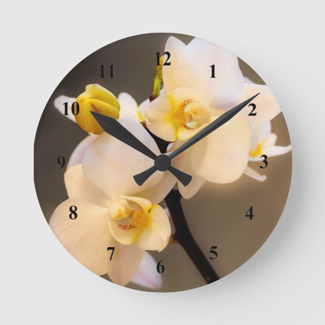 White Orchid Acrylic wall clock (Front)