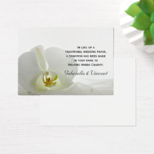 White Orchid and Veil Wedding Charity Favor Card