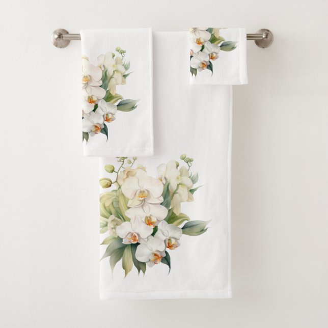 White Orchid Bath Towel Set (Insitu)