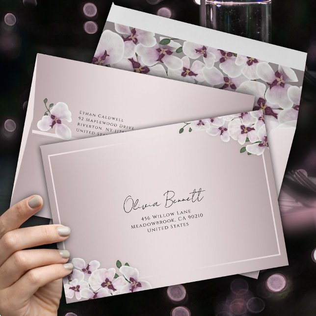 White Orchid Blush Pink Floral Envelope (Creator Uploaded)