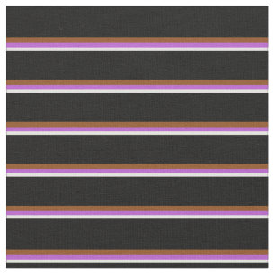 White, Orchid, Brown & Black Stripes Fabric