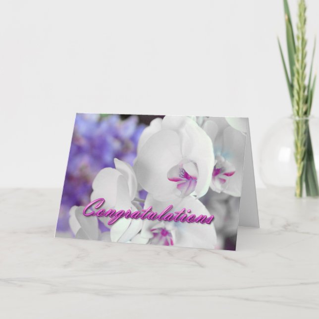 White Orchid Congratulations Card (Front)