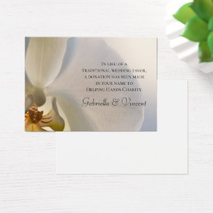 White Orchid Elegance Charity Wedding Favour Card