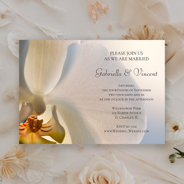 White Orchid Elegance Wedding Invitation (Creator Uploaded)