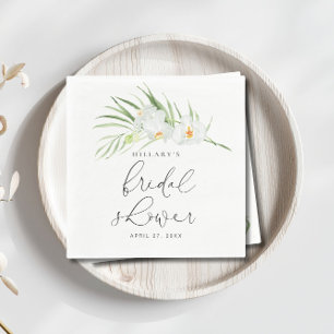 White Orchid   Elegant Tropical Bridal Shower  Napkin