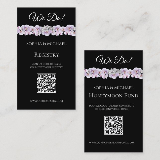 White Orchid Embrace-Wedding Rings-Registry- Business Card (Front/Back)