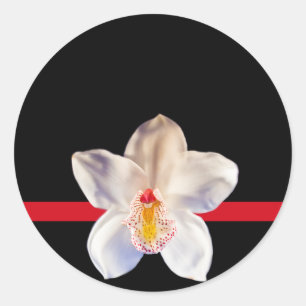 White Orchid Envelope Seal Event Wedding Sticker