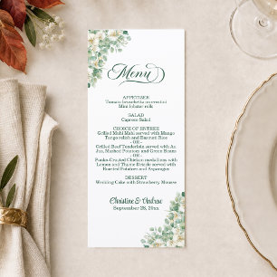 White Orchid Eucalyptus Rustic Wedding Menu