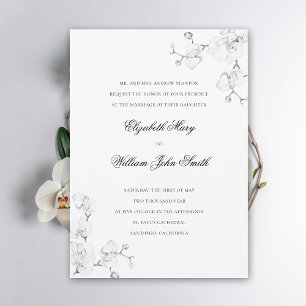 White Orchid Fine Art Frame Formal Elegant Wedding Invitation