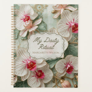 White Orchid Floral Daily Planner Study Organiser