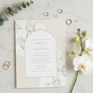 White Orchid Floral Digital Wedding Invitation