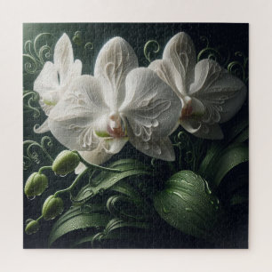 White Orchid Floral Jigsaw Puzzle