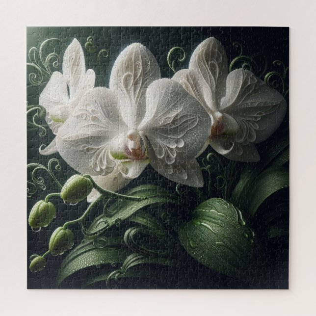 White Orchid Floral  Jigsaw Puzzle (Vertical)