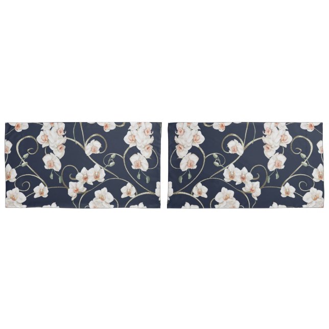 White Orchid Floral Pattern Pillowcase (Front-Set)
