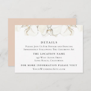 White Orchid Floral Wedding Details Invitation