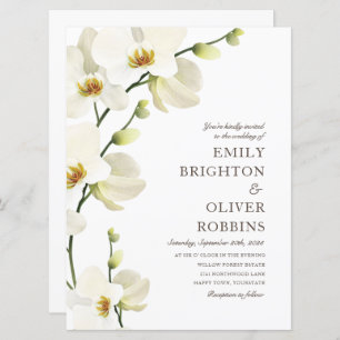 White orchid florals Wedding Invitations