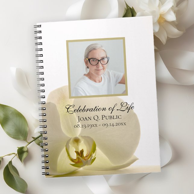White Orchid Flower Celebration of Life Guest Book (Creator Uploaded)