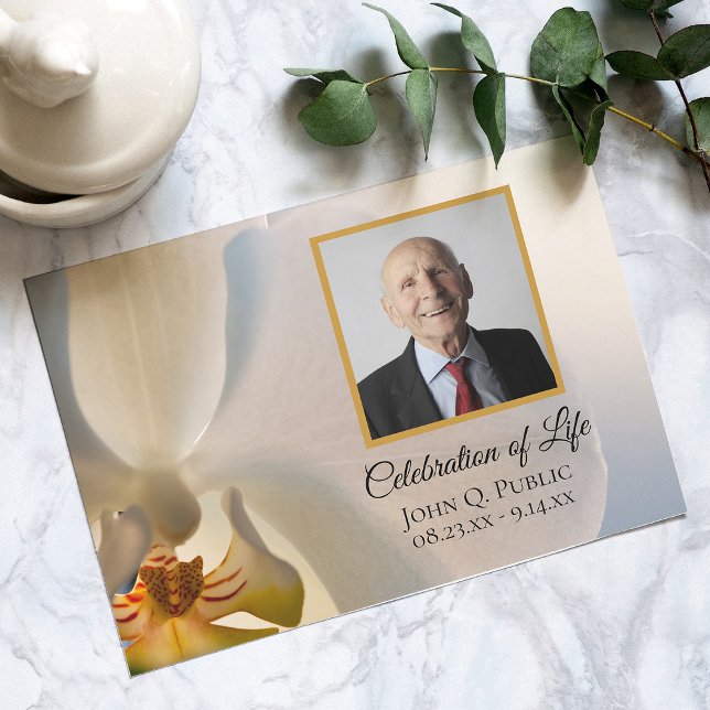 White Orchid Flower Celebration of Life Invitation (Creator Uploaded)