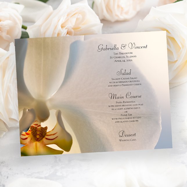 White Orchid Flower Elegance Wedding Menu (Creator Uploaded)