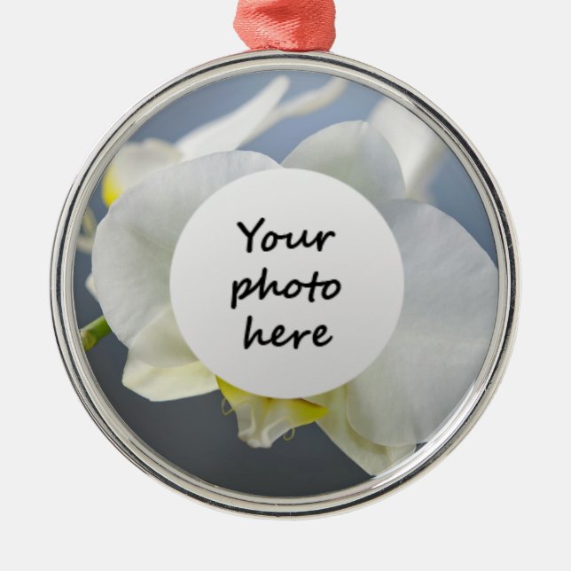 White Orchid Flower Metal Tree Decoration (Front)