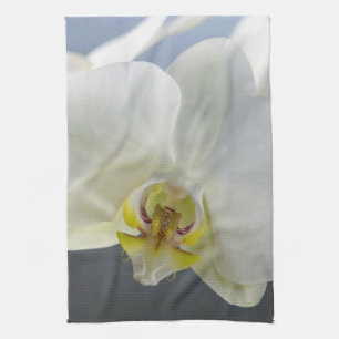 White Orchid Flower Tea Towel