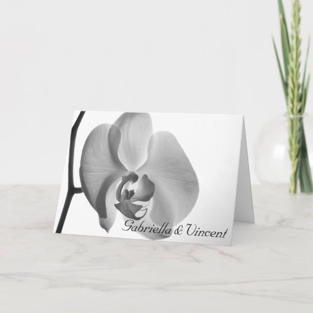 White Orchid Flower Wedding Invitation (Front)