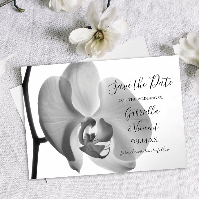 White Orchid Flower Wedding Save the Date (Creator Uploaded)