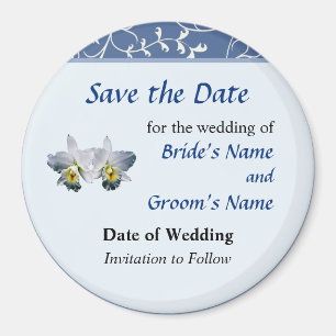 White Orchid Hawaiian Wedding Song Save the Date Magnet
