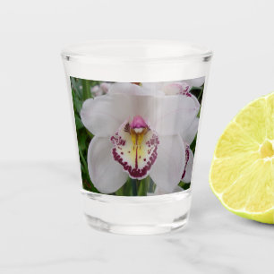 White Orchid II Elegant Floral Shot Glass