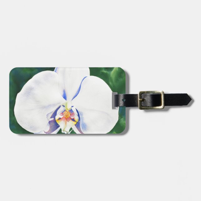 White Orchid Luggage Tag (Front Horizontal)