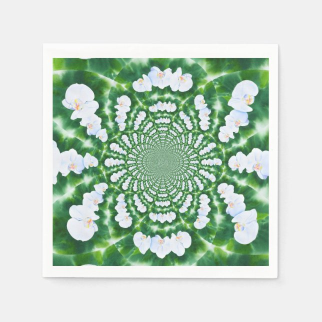 White Orchid Mandala Napkin (Front)