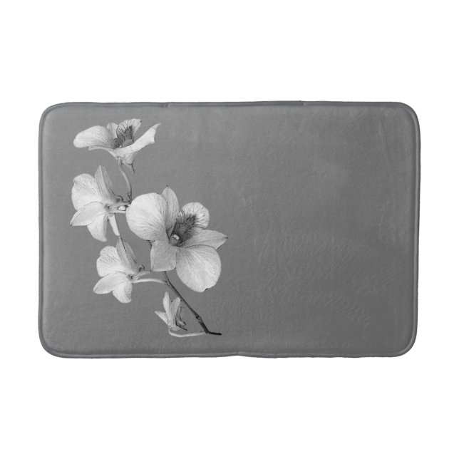 White Orchid on Grey Bath Mat L (Front)