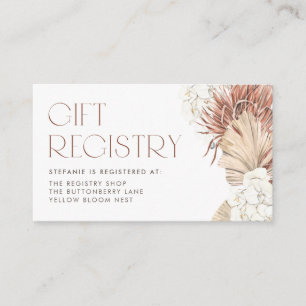 White Orchid Palm Leaves Boho Baby Shower Registry Enclosure Card