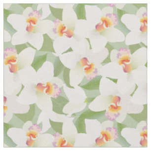 White Orchid Pattern Fabric