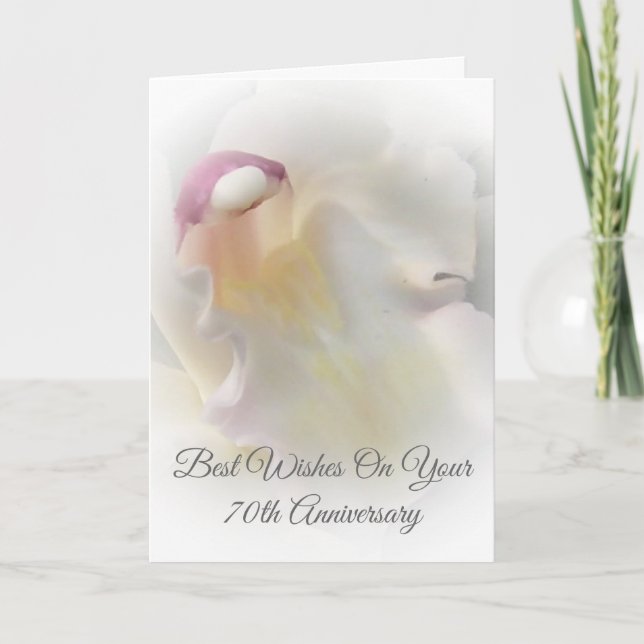 White Orchid Personalised 70th Wedding Anniversary Card (Front)