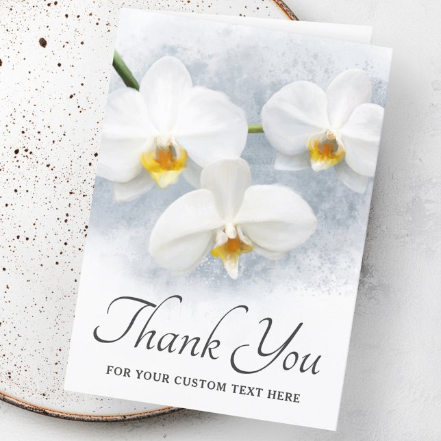 White orchid phalaenopsis custom text thank you card (White orchid phalaenopsis custom text thank you card)