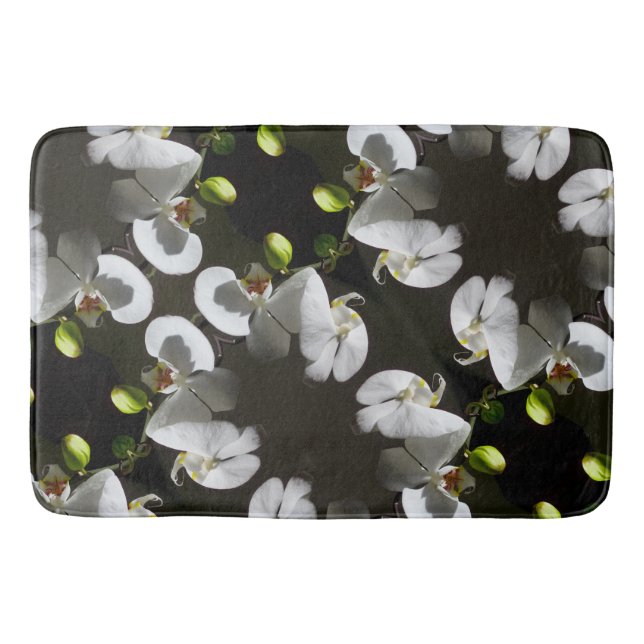 white orchid photo, tropical white floral photo bath mat (Front)