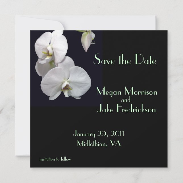 White Orchid Save the Date (Front)