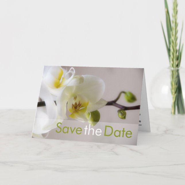 White Orchid Save the Date Card (Front)