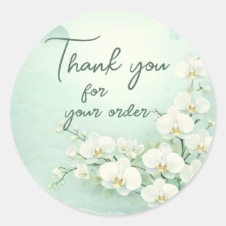 White orchid Thank You For your order Classic Round Sticker
