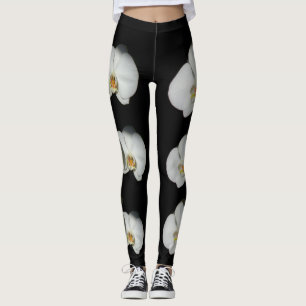 White orchid, tropical white flowers leggings