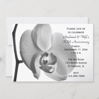 White Orchid Wedding Anniversary Party Invitation