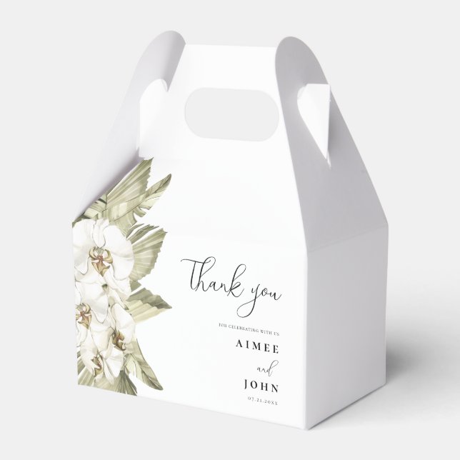 White Orchid Wedding Favour Box (Front Side)
