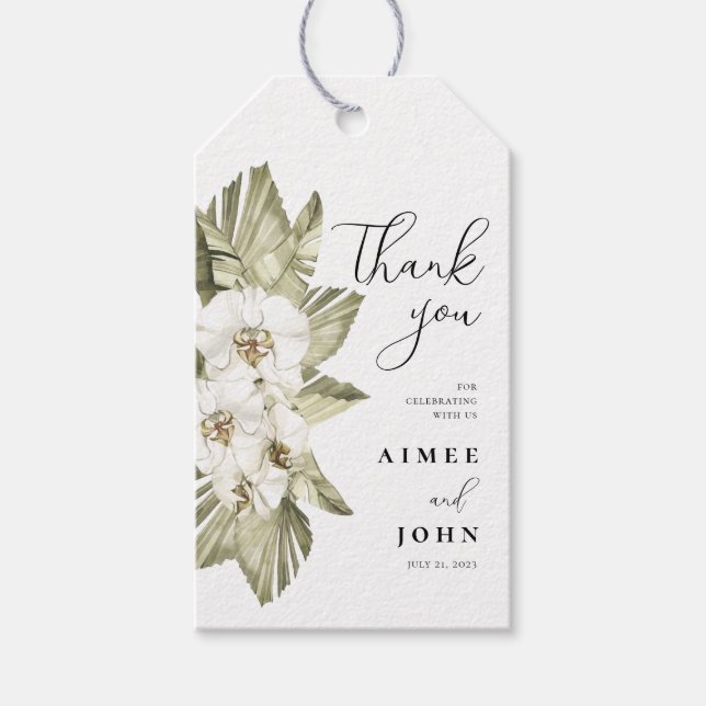 White Orchid Wedding Favour Tag (Front)