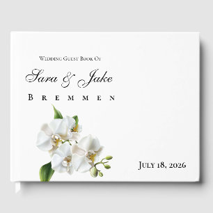 White Orchid Wedding Guest Book